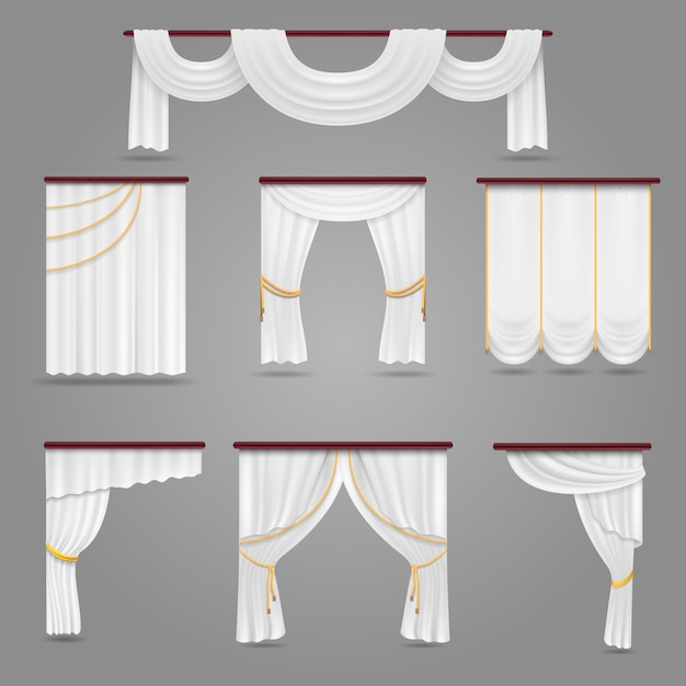 White curtains drapery for wedding room