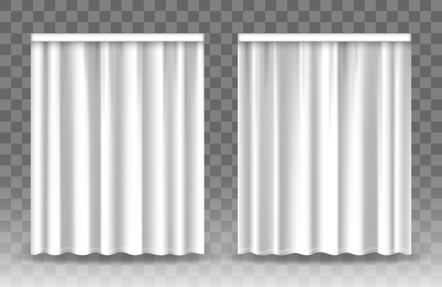 White curtains isolated on transparent background.