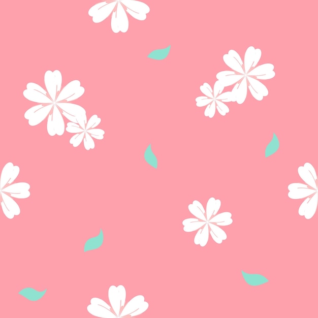 white  cute flower seamless in pink background for fabric pattern