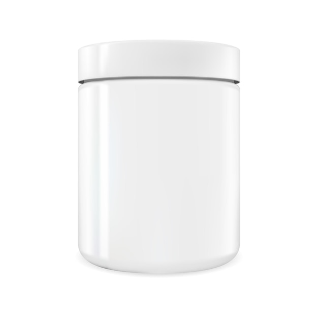 Vector white cylinder vector mockup. isolated plastic round bottle