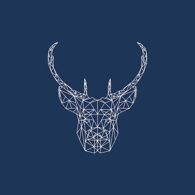 Vector white deer head line art polygonal geometric logo