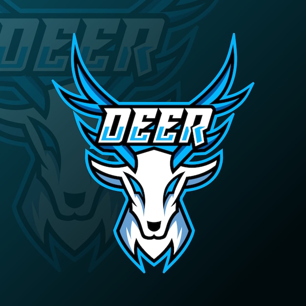 White deer mascot gaming logo for team squad game