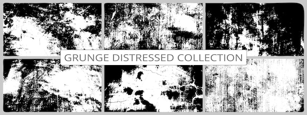 White distressed texture overlay vector collection Rough Grunge texture background