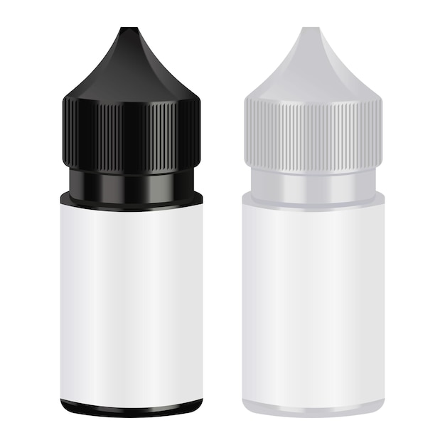 전자 담배에 대한 흰색 스포이드 검정 흰색 병 벡터 모형 그림