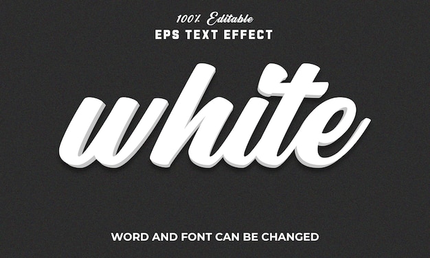 Vector white editable 3d text effect style