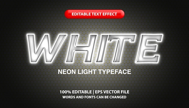 Vector white editable text effect template neon light futuristic text style