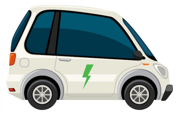 A white electric car