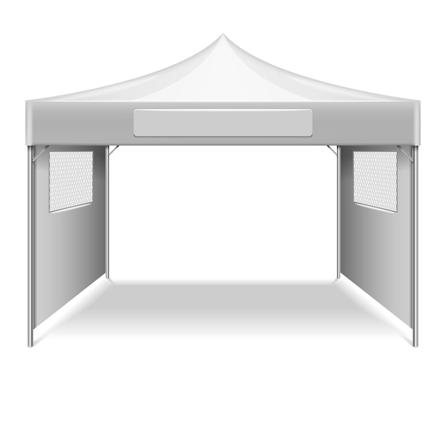Вектор Белый пустой складной палатки, шаблон вектор шатер. макет укрытия от солнца для пляжа и передач