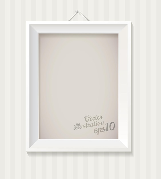 White empty frame hanging on the wall. Vector illustration eps 10