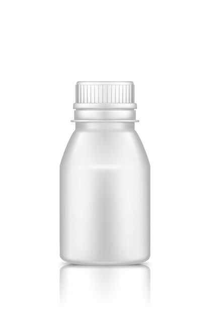 Modello di barattolo di plastica vuoto bianco per il design di imballaggio isolato su sfondo bianco