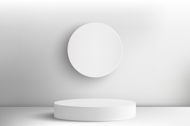 White empty round podium White round podium advertising display of items