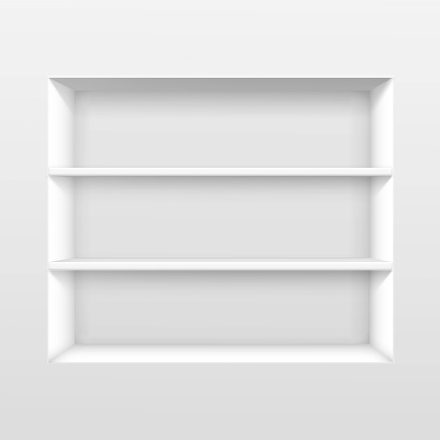 White Empty Shelf Shelves Isolated on Wall Background