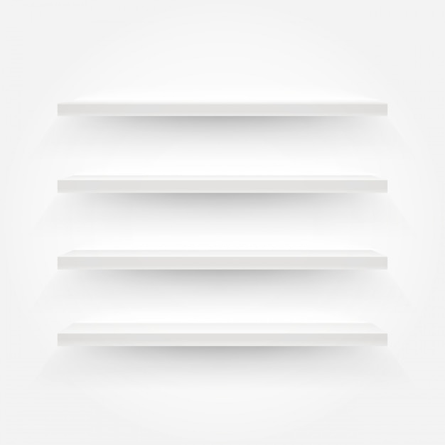 White empty shelves vector illustration. Template for a content