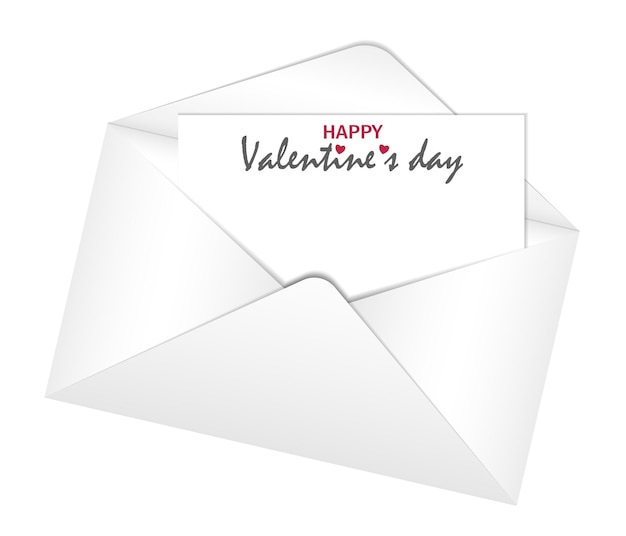 White envelope letter with place for text and copy space text happy valentines day concept postcard