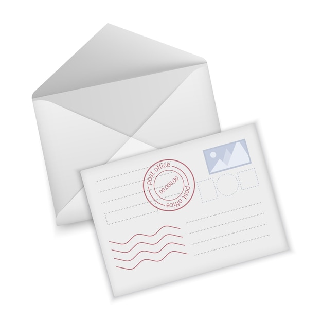 Vector white envelope and postcard