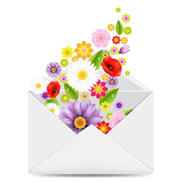 White Envelope With Flowers