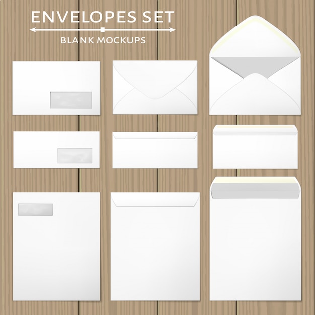 Vector white envelopes set.