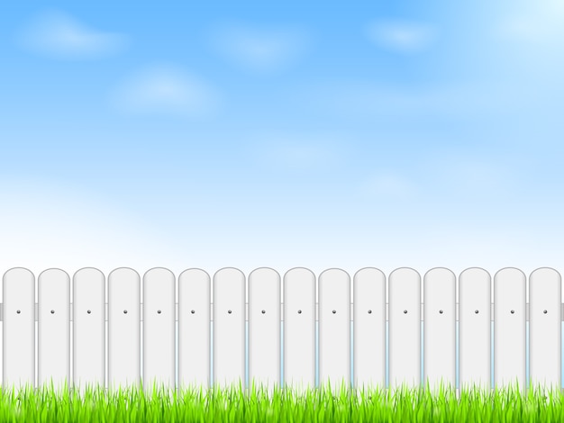 Vector white fence and blue sky