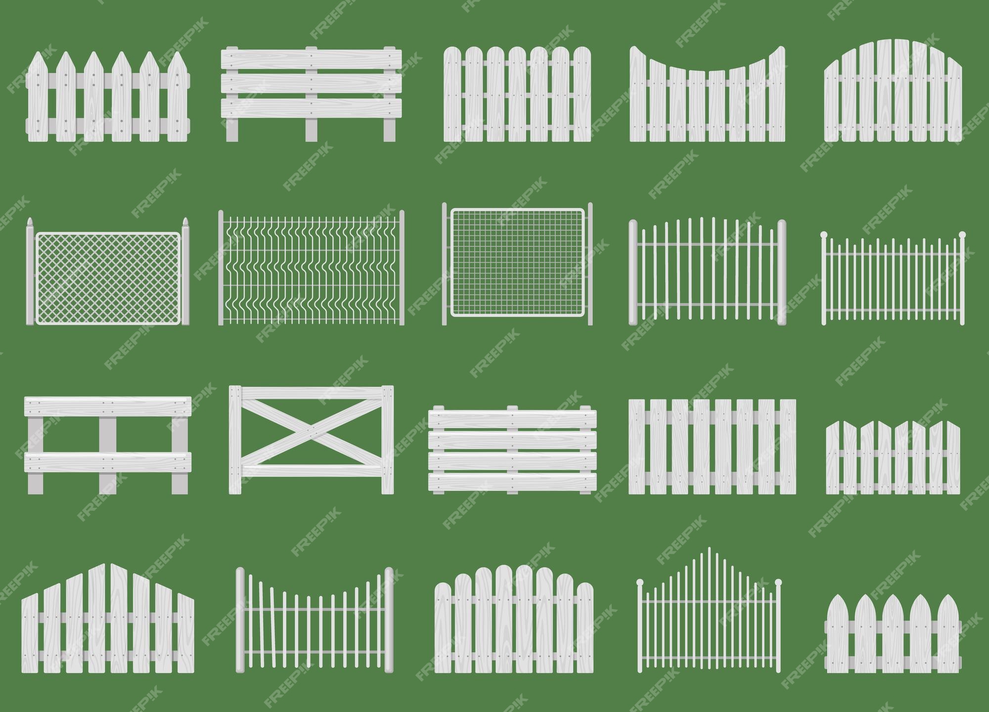 Premium Vector | White fences. Wooden fences, garden or house wood