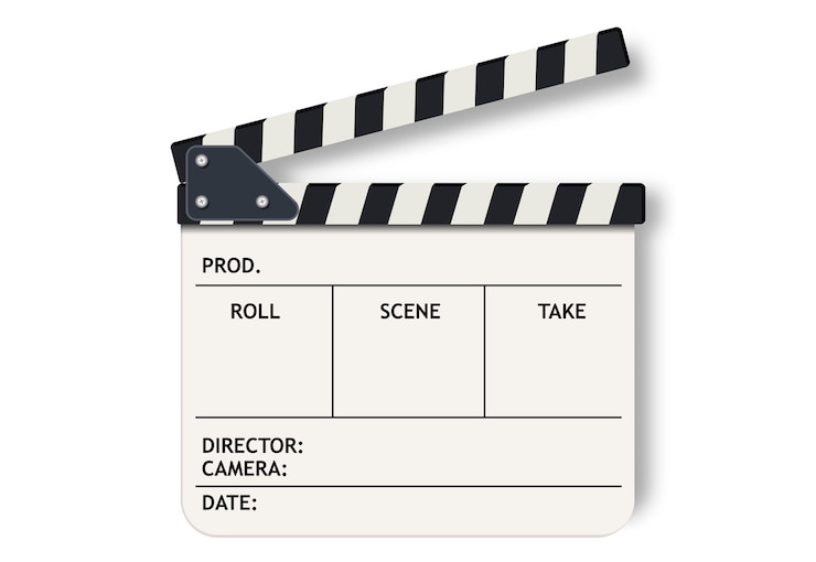 Vector white film clapperboard slate. 