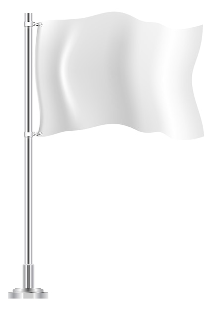 Вектор Белый флаг на ветру реалистичный текстильный макет