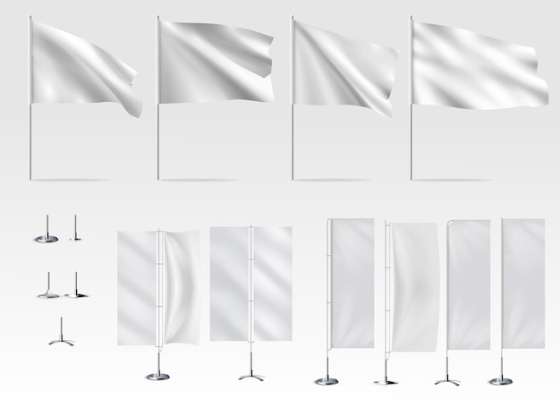 Vector white flag set illustration