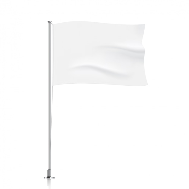 Vector white flag template. clean horizontal waving flag, isolated on background.