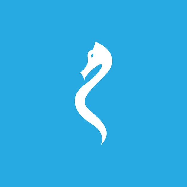 Белый плоский маленький морской конек дизайн логотипа векторный графический символ значок знак иллюстрации творческая идея
