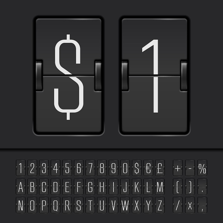 Vector white flip scoreboard alphabet, numbers and simbols. vector eps10