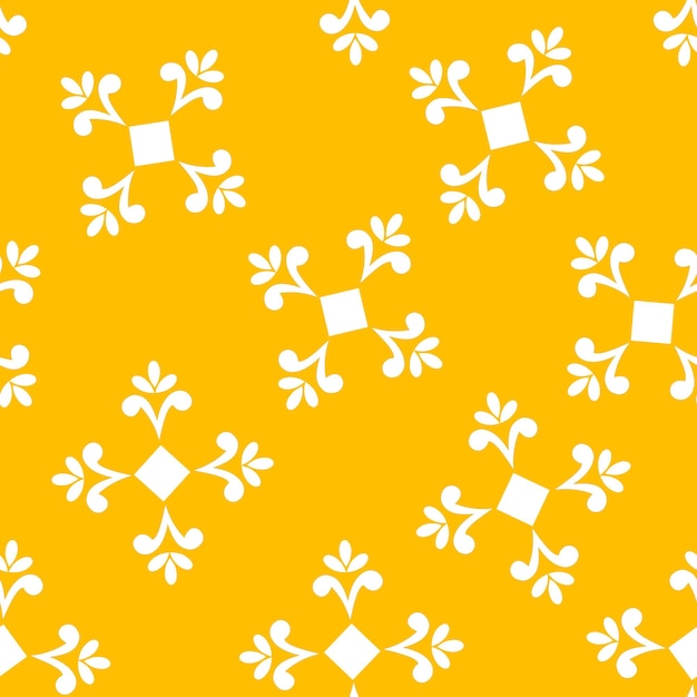 White_floral_ethnic_vector_pattern_design_on_yellow_background