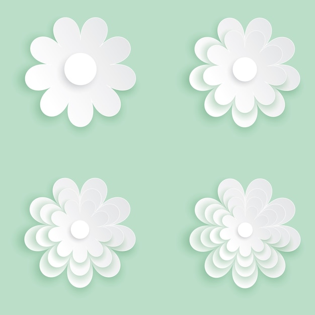 白い花と花の形のペーパーカット
