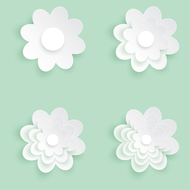 Premium Vector  White flower and paper cut of flower shape