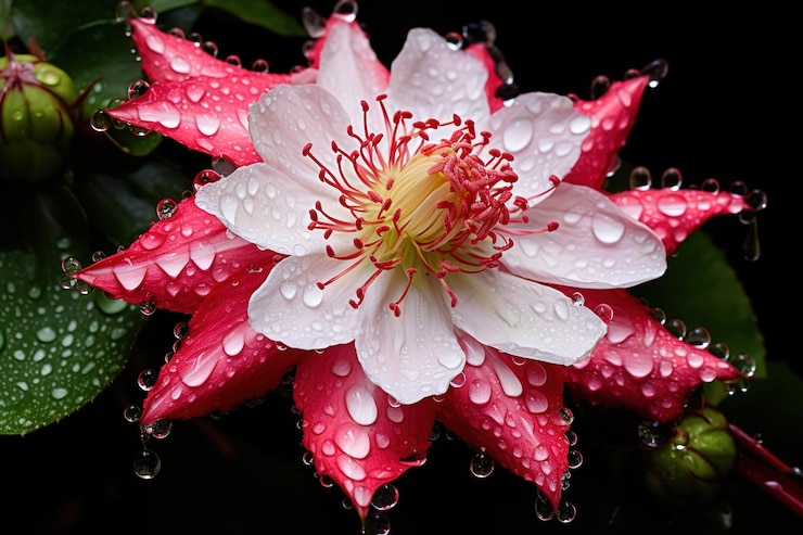 Vector a white flower with water drops on it