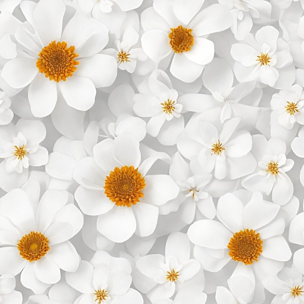 White flowers seamless pattern