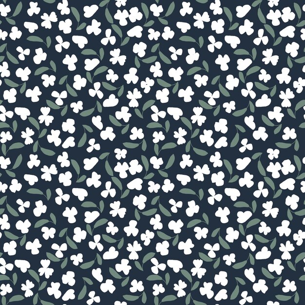 Vector white flowers with leaves and dark background