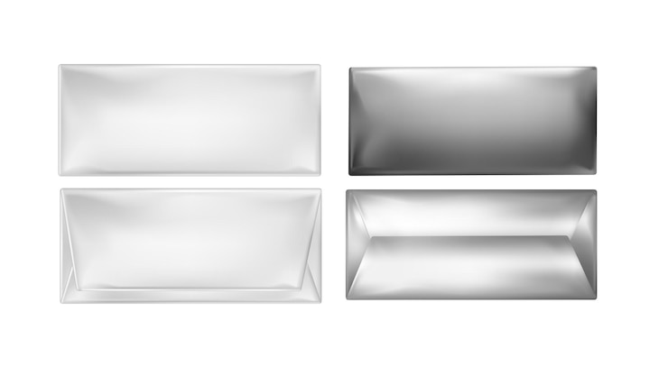 Vector white and foil package for snacks food and chocolate