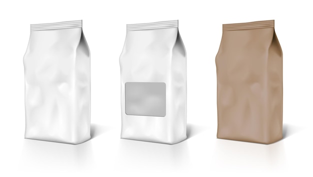 White foil or paper snack food bag set