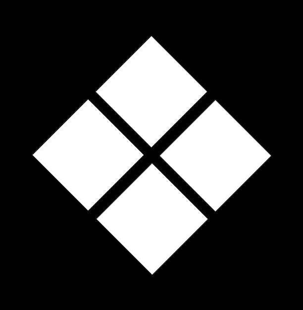 white four square on black background unit icon.