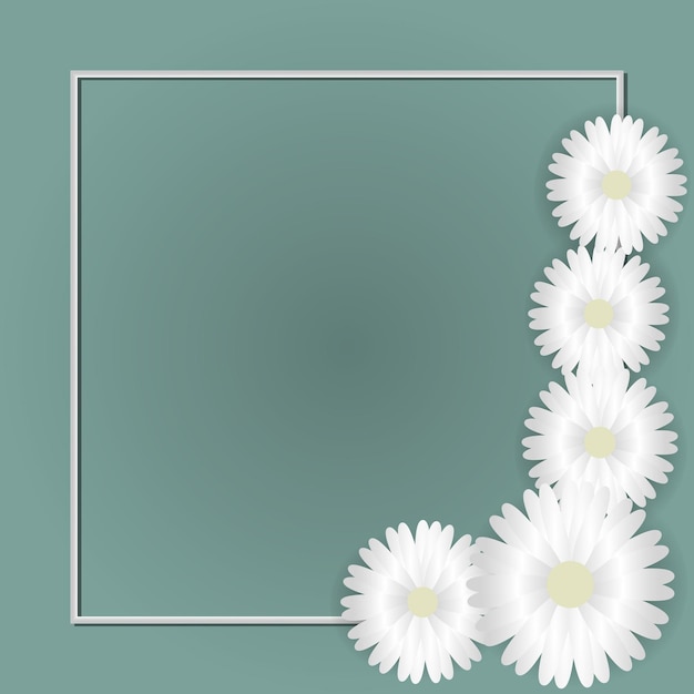 Vector white frame with white flowers.