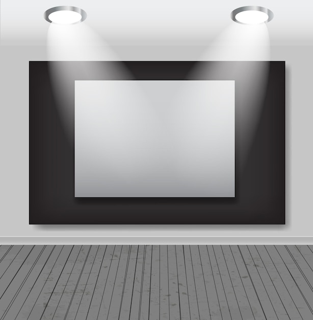 Vector white frames in art gallery vector illustration.