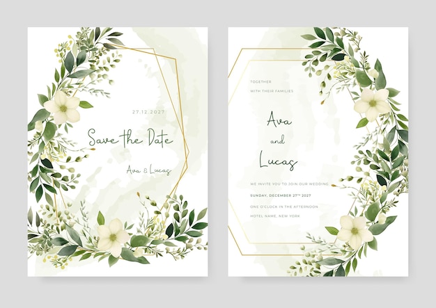 White frangipani modern wedding invitation template with floral and flower