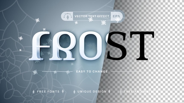 White Frost bewerkbare teksteffect lettertypestijl