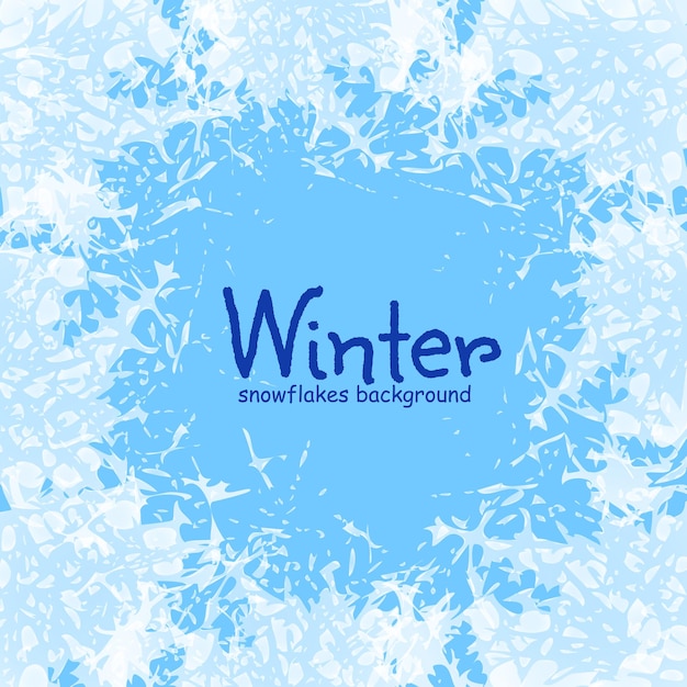 White frosted texture on freeze winter window Ice crystals frame with frosty patterns Design vector illustration