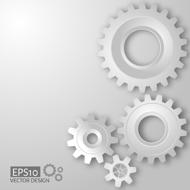 White gears on the grey background. Eps 10 vector. Infographic template.