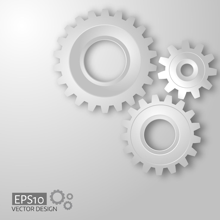 Vector white gears on the grey background. eps 10 vector. infographic template.