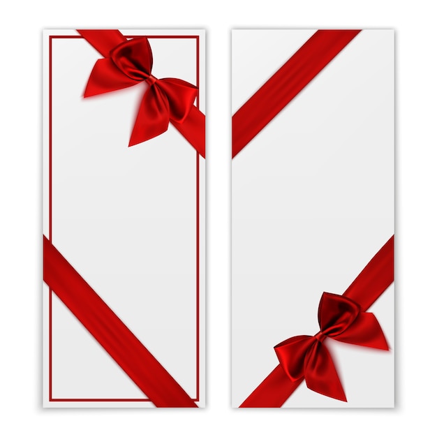 White gift voucher with red ribbon