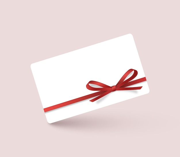 Vector white gift voucher with red ribbons and bows