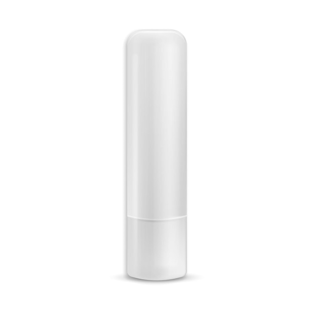 Vector white glossy lip balm stick realistic packaging mockup template front view vector illustration