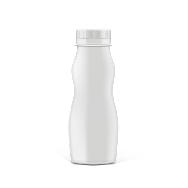 Vector white glossy plastic milk bottle with cap