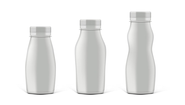 Vector white glossy plastic milk bottle with cap